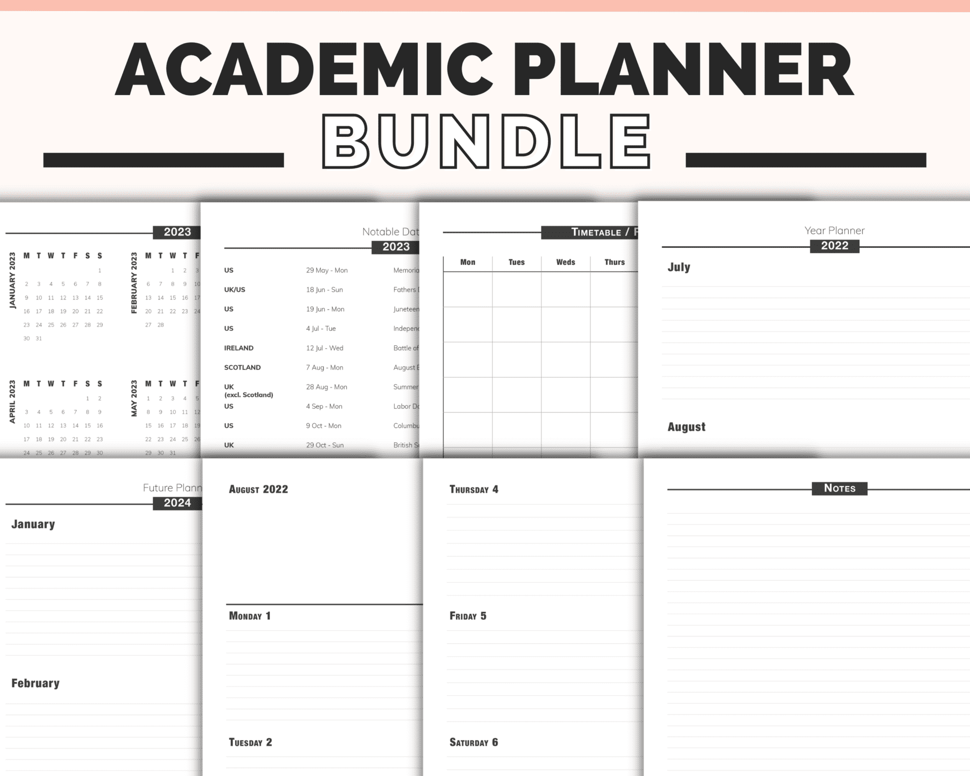Weekly academic planner printable just plan books