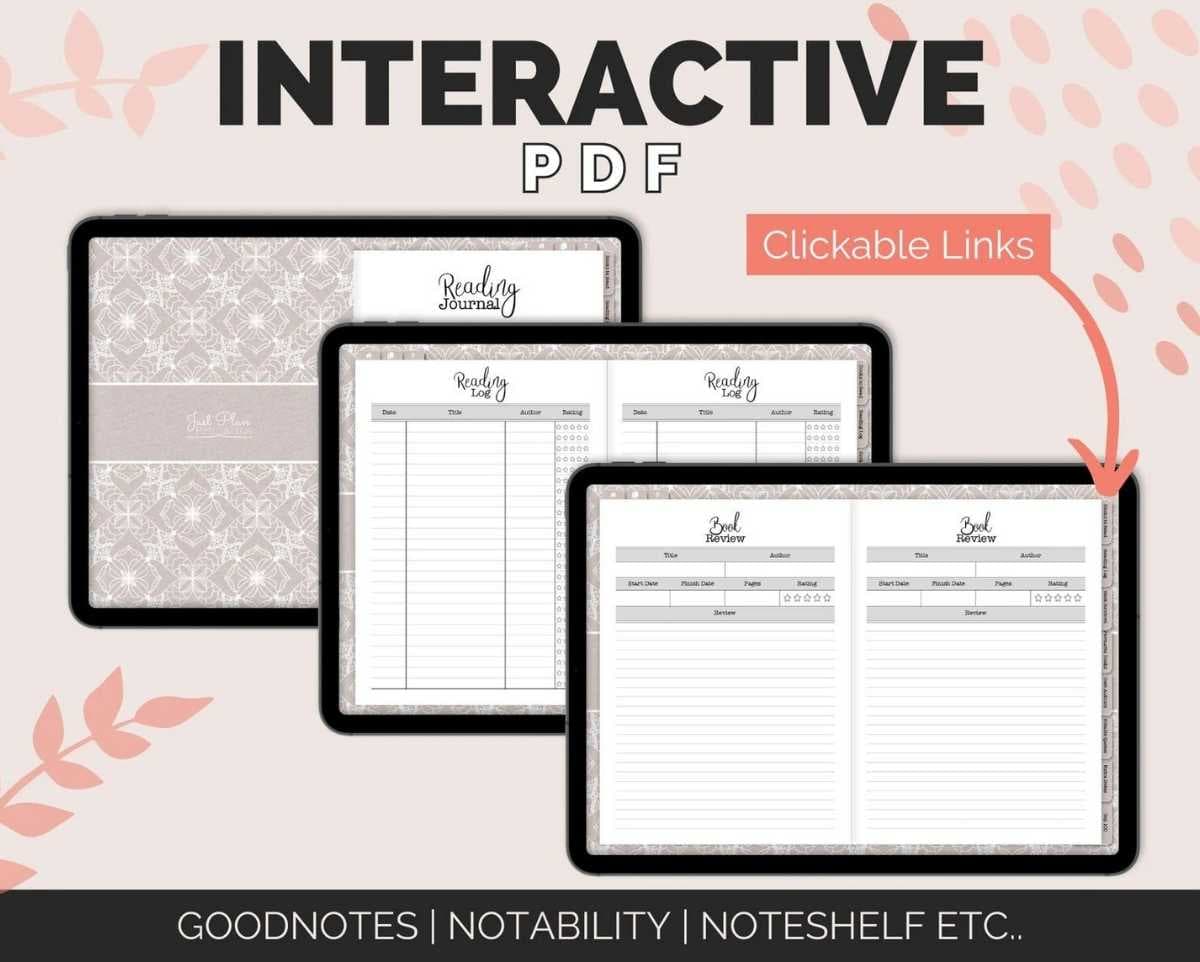 digital reading journal for goodnotes