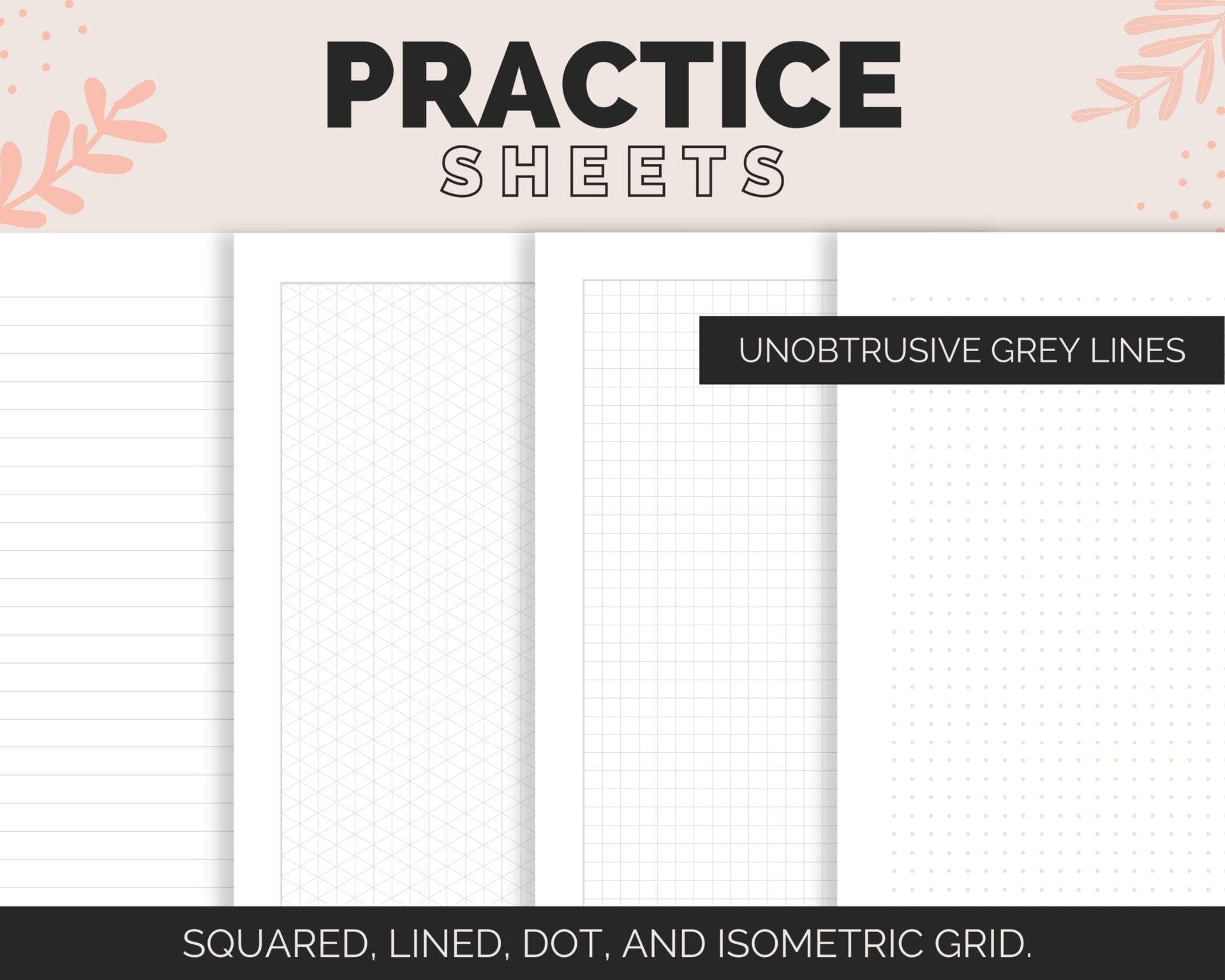 Calligraphy Practice Paper Printable - Practice Sheets for different styles