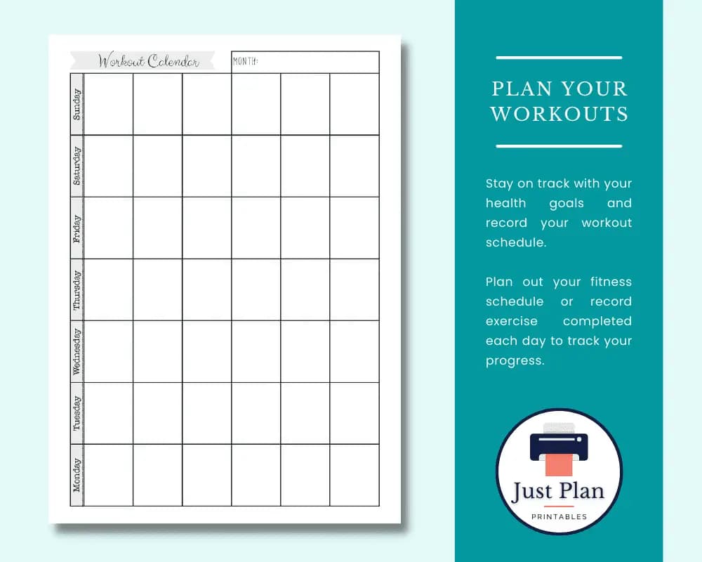 Weight loss tracker printable - Keep a workout calendar