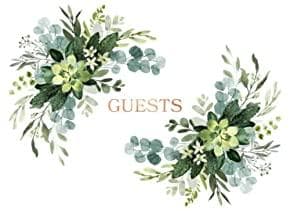 Guest Book with Green Flowers