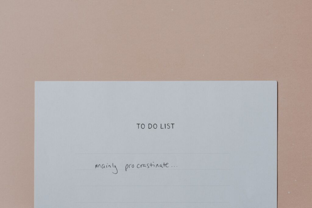Procrastination and perfectionism to do list