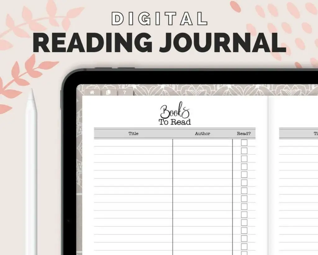 digital reading journal for goodnotes