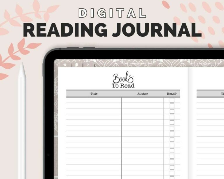 digital reading journal for goodnotes