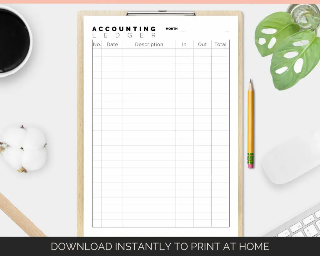 Printable Accounting Ledger - Download Instantly and Print at Home