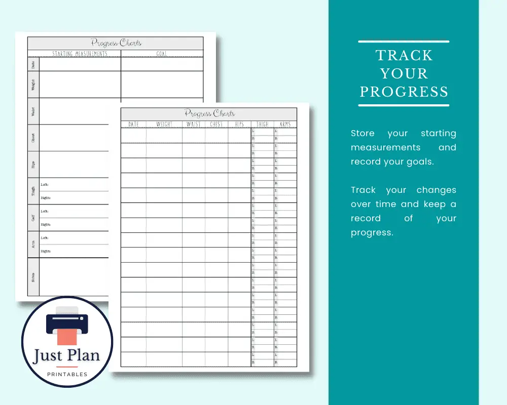 Weight loss tracker printable - Record your measurements