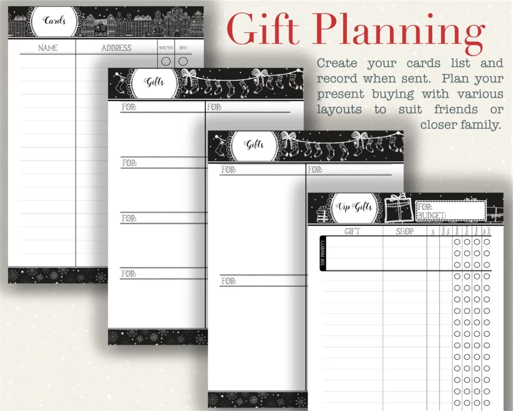 Christmas Planner Printables - Gift Planning pages