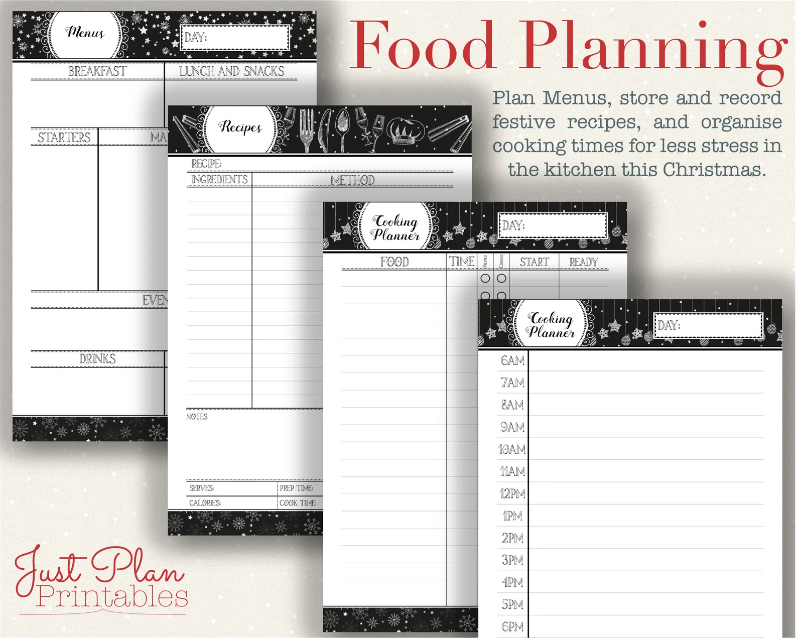 Christmas Planner Printables - Food and menu planning